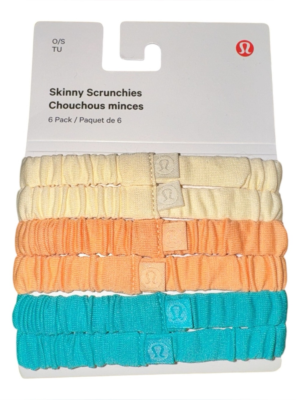 Lululemon Skinny Scrunchies 6 Pack Butter Cream Rock Melon BTPC NWT